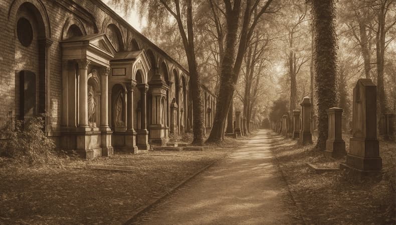 Alter Südfriedhof in München im Herbst