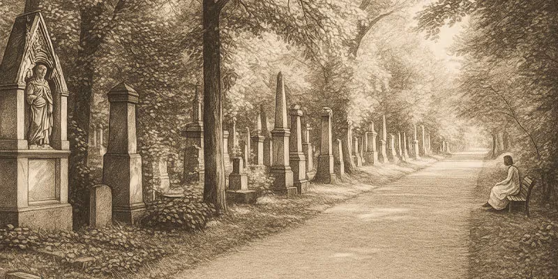 Alter Südfriedhof in München im Herbst