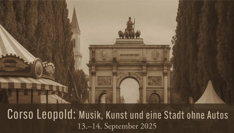 Fußgänger, Bühnen und Straßenkünstler beim Corso Leopold in München