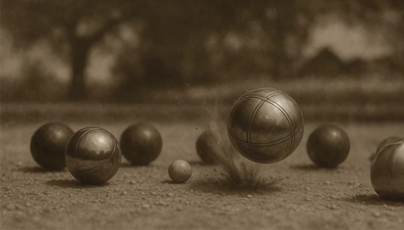 Pétanque im Schatten der Arkaden des Hofgartens in München