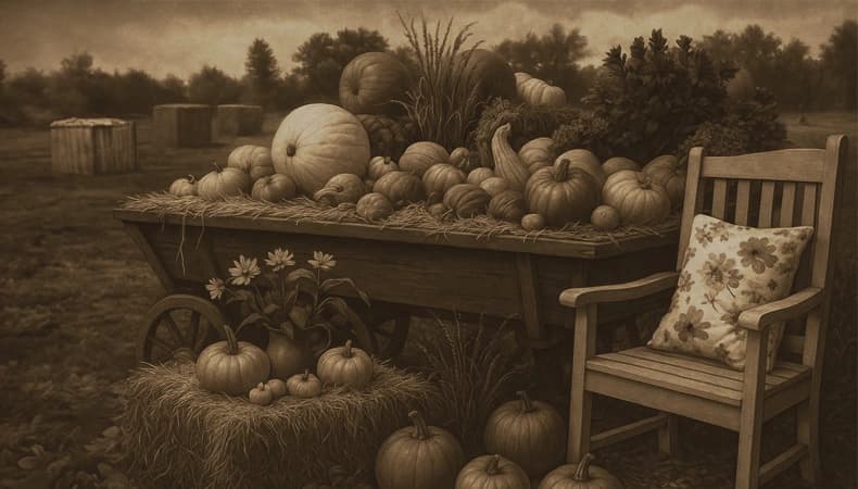 Herbstliche Kürbisdekorationen im BeerenCafé Lochhausen