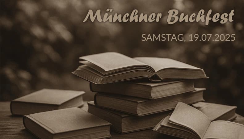 Stimmung des Buchfests am Wasser in München