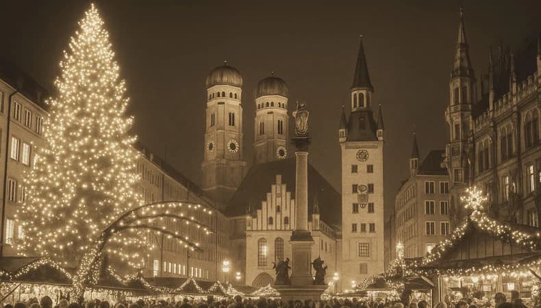 Musiker treten vom Balkon des Neuen Rathauses am Marienplatz auf