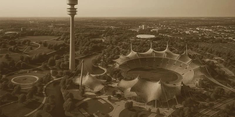 Olympiapark München mit Blick auf den Olympiaturm