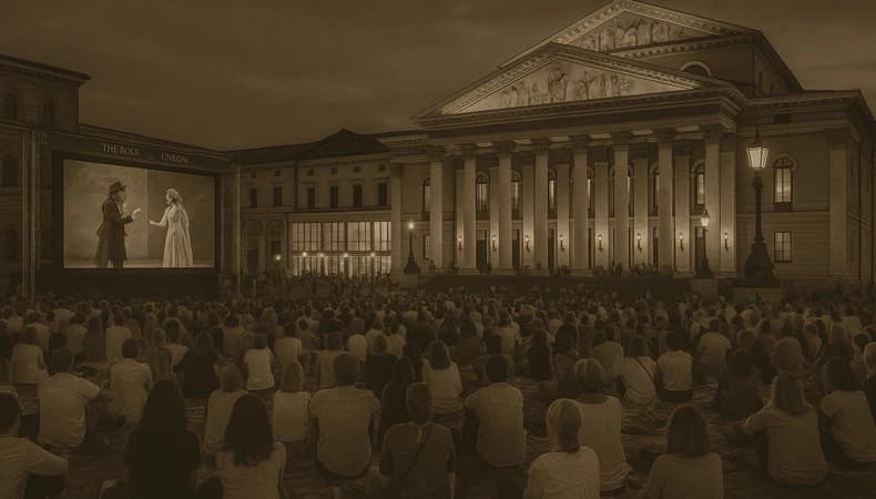 Oper Don Giovanni auf Großbildschirm unter freiem Himmel in München