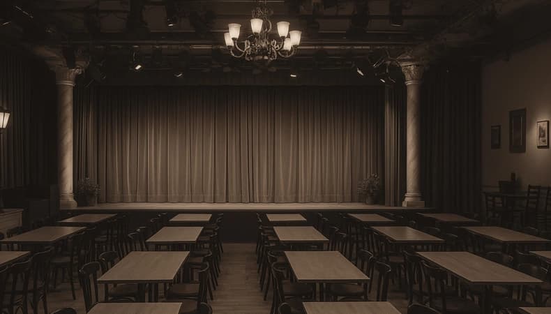 Зрительный зал и сцена Theater Drehleier в Мюнхене