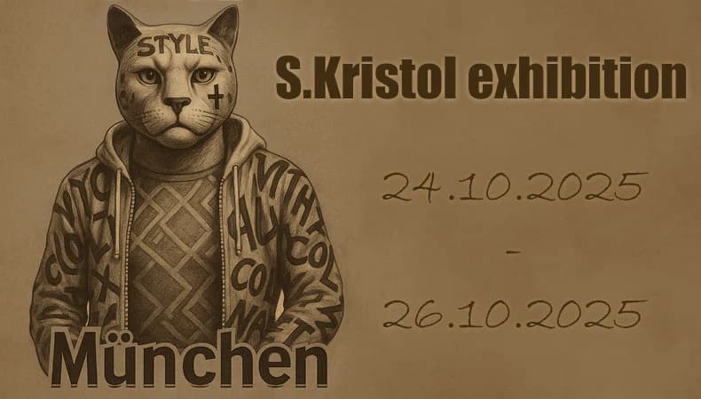 Ein Gemälde von S.Kristol auf der Ausstellung in München