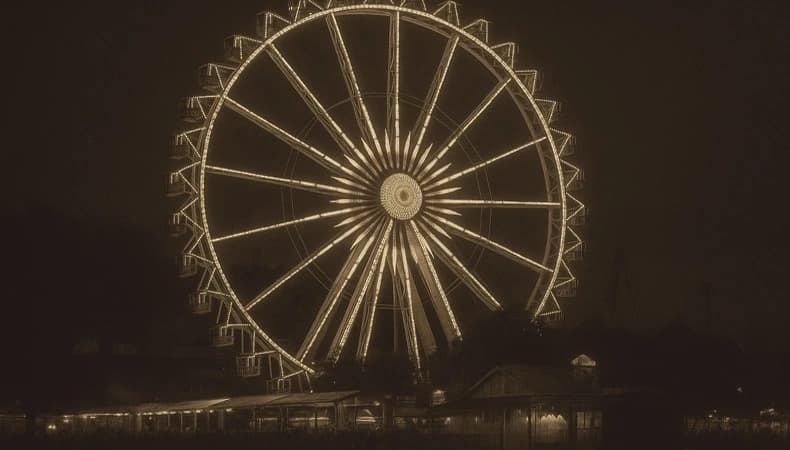 Fahrgeschäfte und Lichter auf dem Sommerfestival im Olympiapark