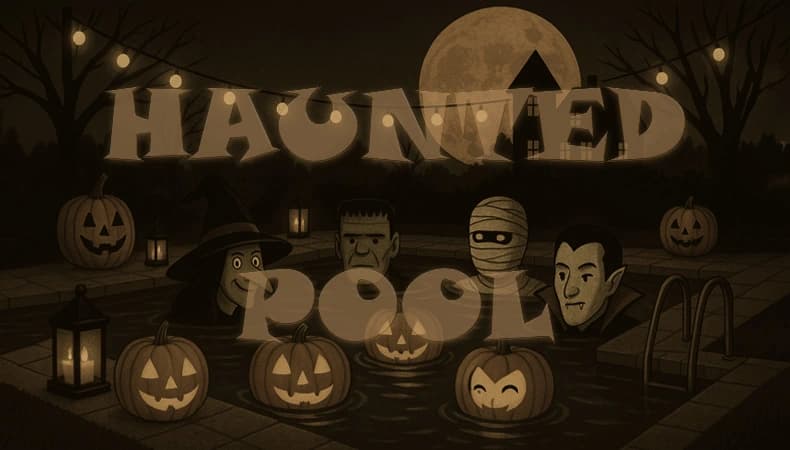 Halloween-Party The Haunted Pool in der FreiSchwimmer Bar mit Kürbissen und schauriger Beleuchtung